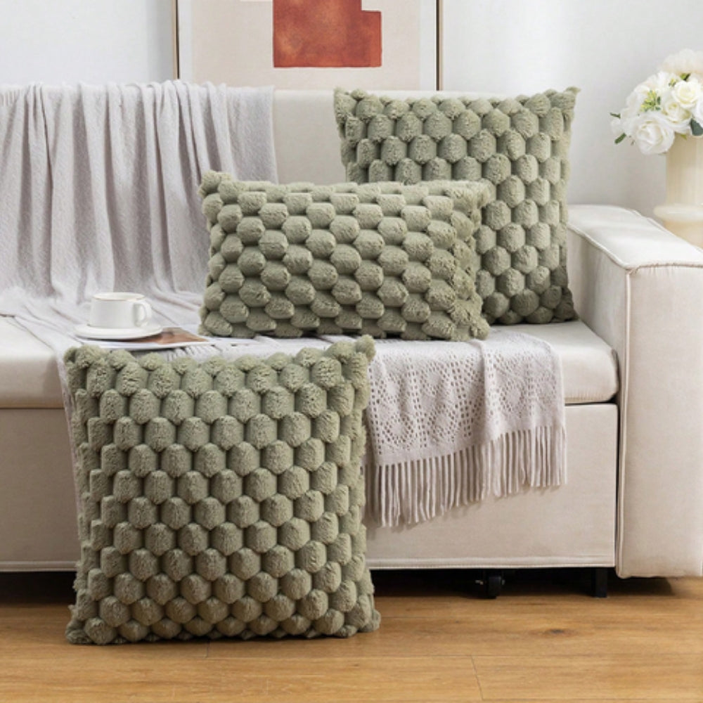 Cushion Cover Plush Velvet 3D Embossed Machine Washable