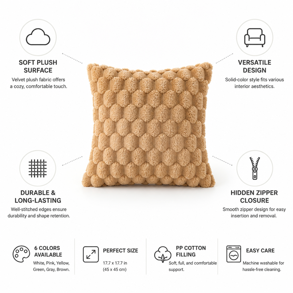 Cushion Cover Velvet Plush 45 x 45 cm