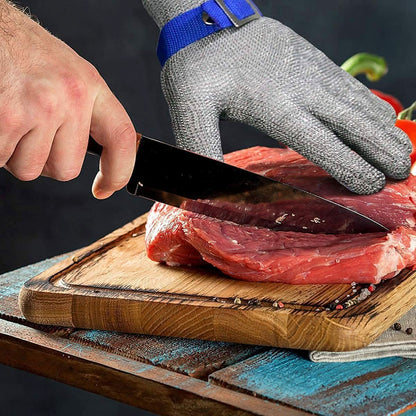 Cut-Resistant Glove ANSI A9 Stainless Steel Mesh Adjustable Wristband