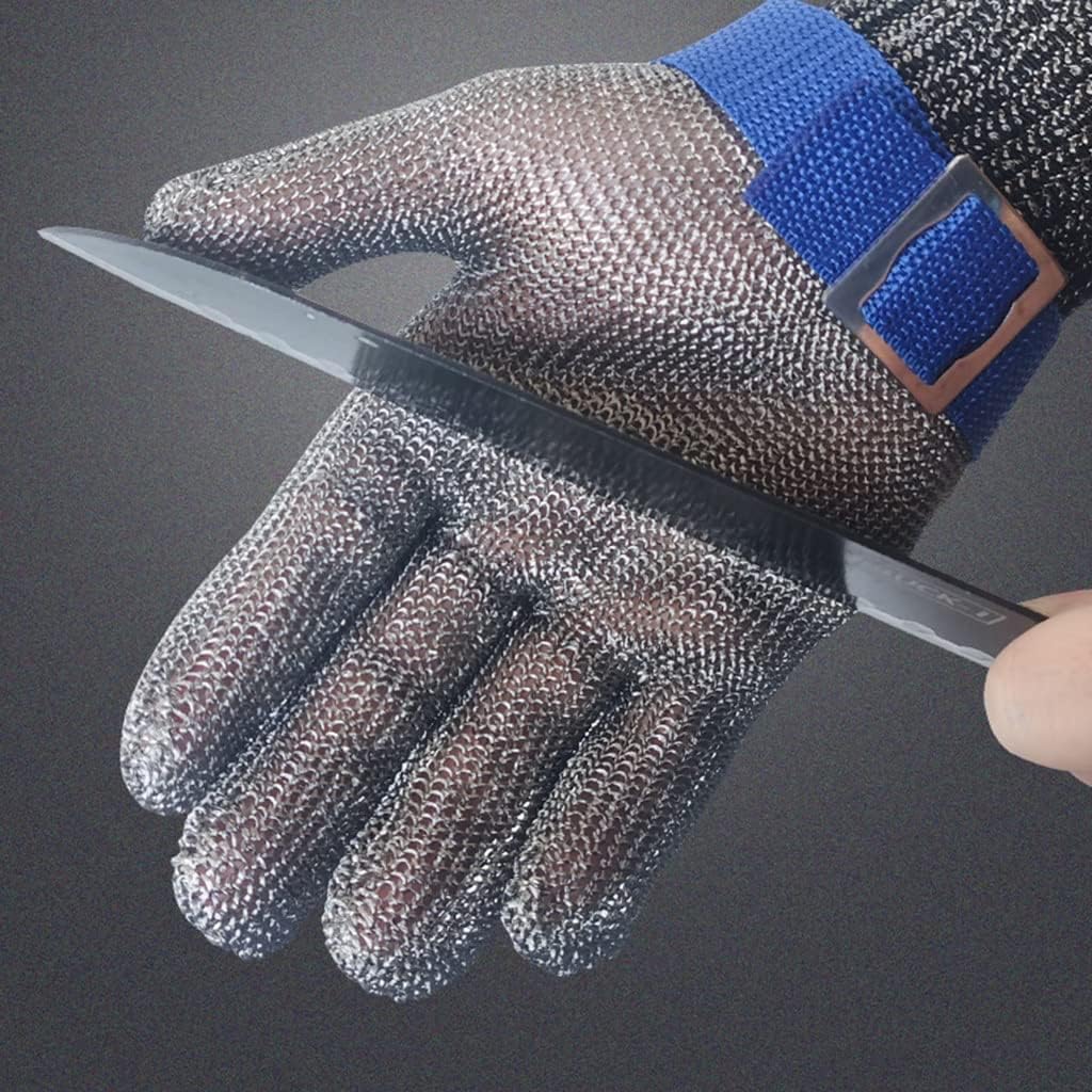 Cut-Resistant Glove ANSI A9 Stainless Steel Mesh Adjustable Wristband