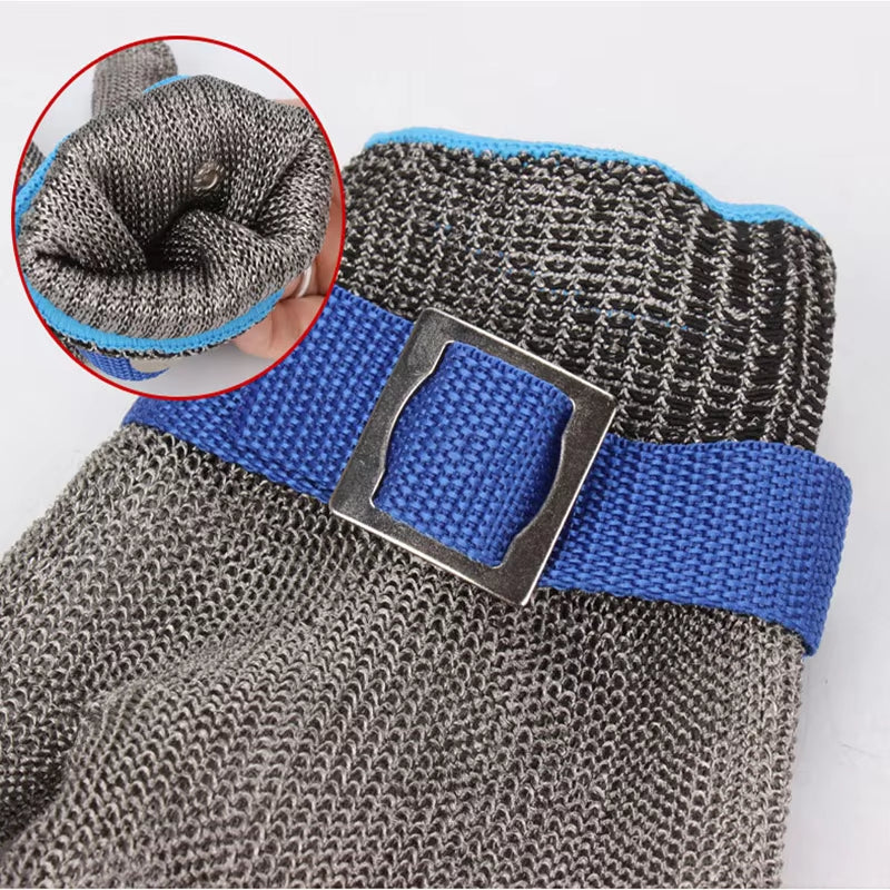 Cut-Resistant Glove ANSI A9 Stainless Steel Mesh Adjustable Wristband