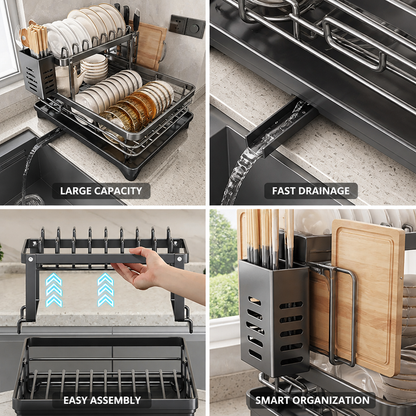 Cutlery And Cutting Board Holders Dish Drying Rack (2-Tier)
