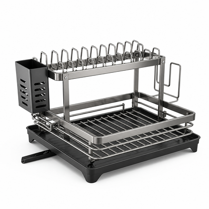Cutlery And Cutting Board Holders Dish Drying Rack (2-Tier)