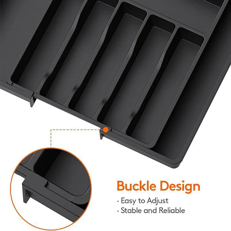 Cutlery Drawer Organizer Adjustable 13-22.4 Inch Non-Slip & Dishwasher-Safe