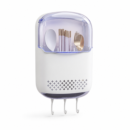 Cutlery Holder Wall-Mount No-Drill Dustproof Lid
