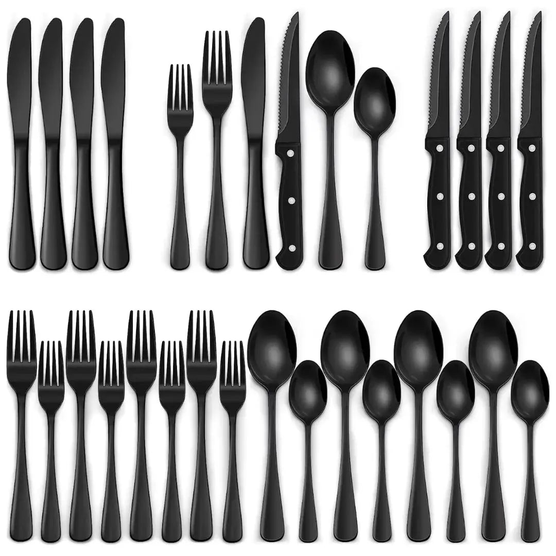 Cutlery Set Matte Black 24 Piece Dishwasher Safe