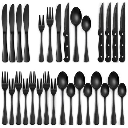Cutlery Set Matte Black 24 Piece Dishwasher Safe