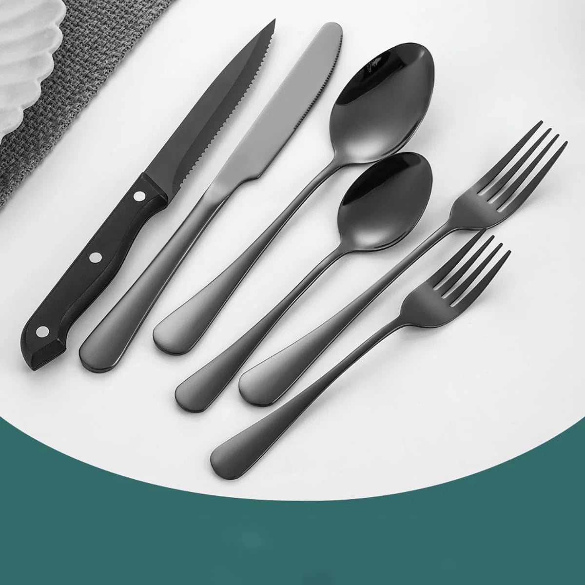 Cutlery Set Matte Black 24 Piece Dishwasher Safe