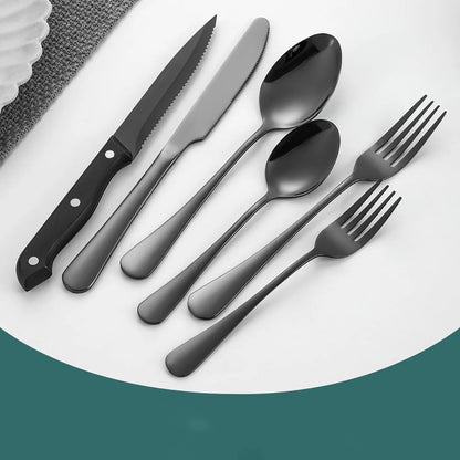 Cutlery Set Matte Black 24 Piece Dishwasher Safe