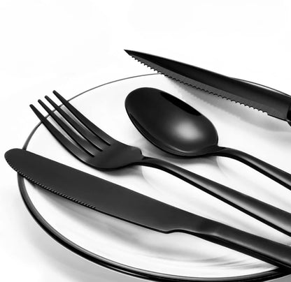 Cutlery Set Matte Black 24 Piece Dishwasher Safe