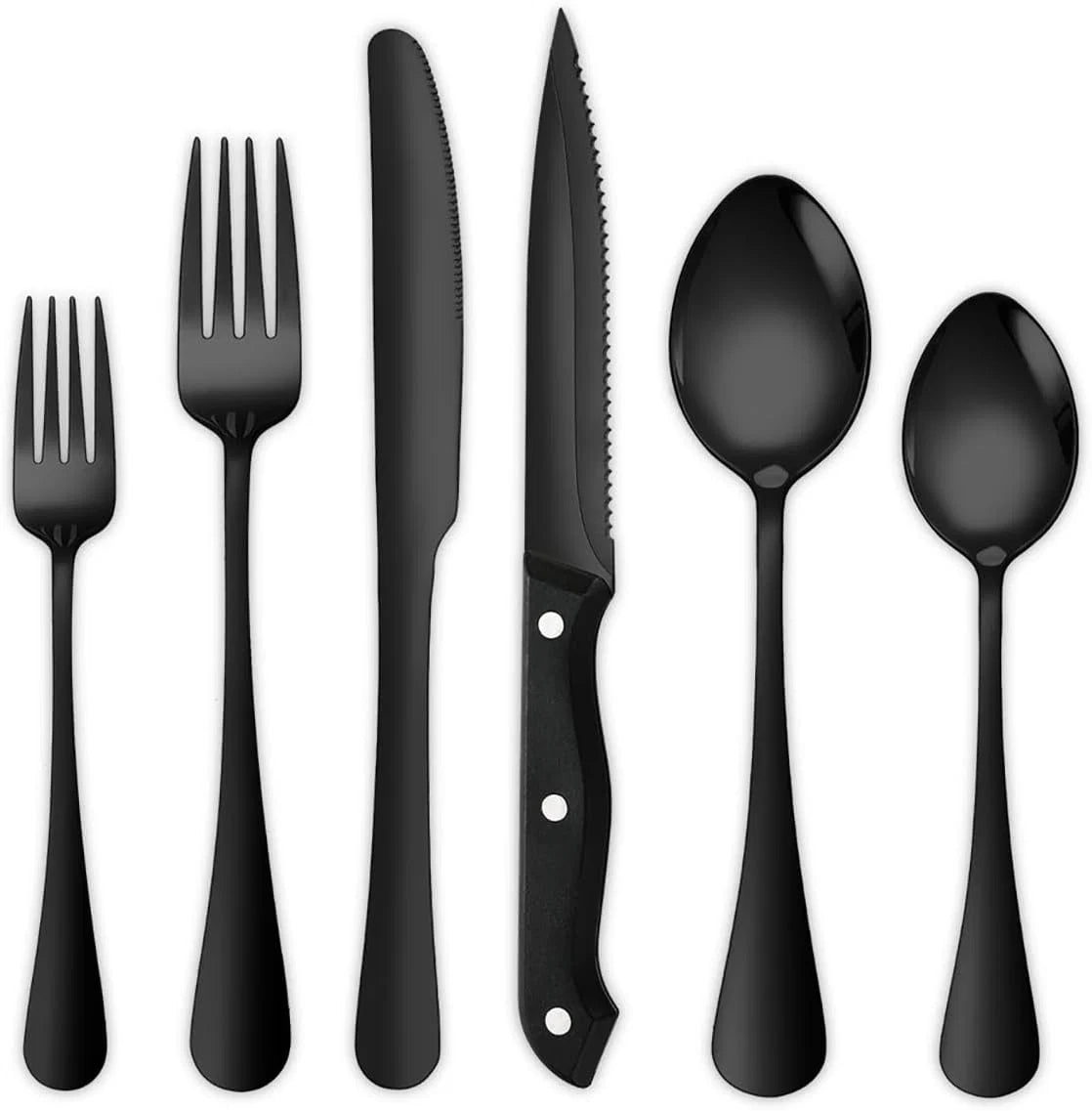 Cutlery Set Matte Black 24 Piece Dishwasher Safe
