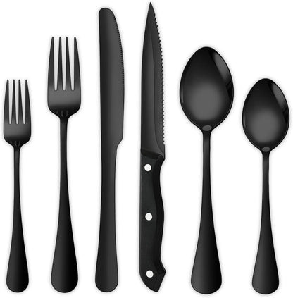 Cutlery Set Matte Black 24 Piece Dishwasher Safe