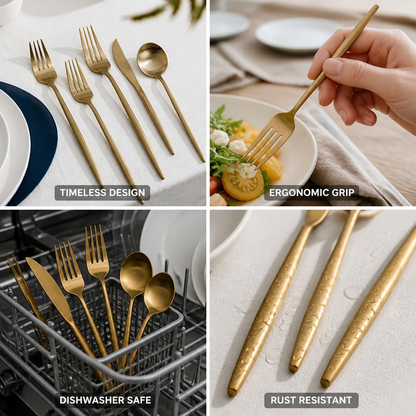 Cutlery Set Matte Stainless Steel Dishwasher Safe
