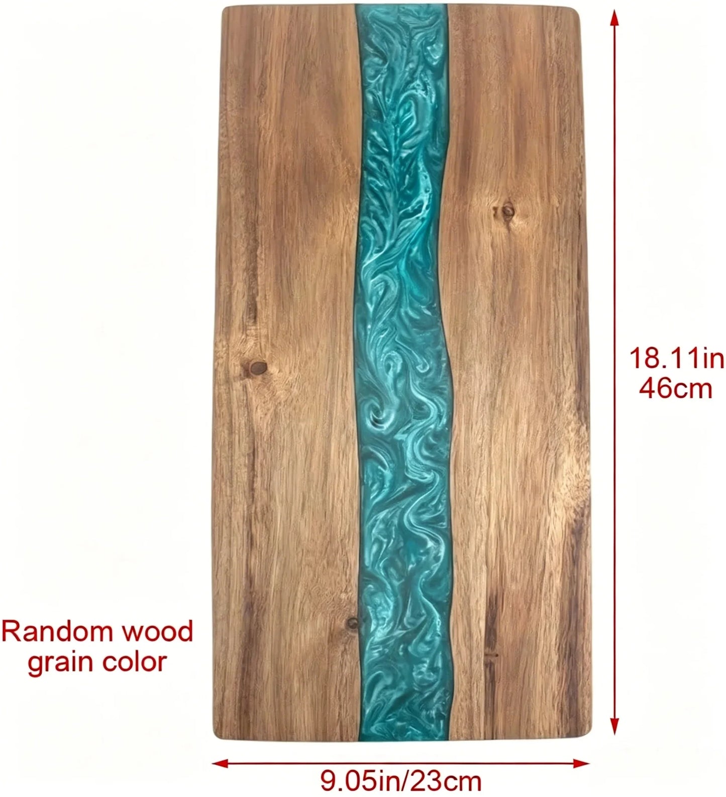 Cutting Board Handcrafted Wooden Turquoise Epoxy Inlay