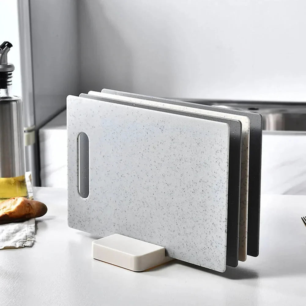 Cutting Board Set Double-Sided Marble Effect Space-Saving Holder