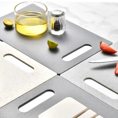 Cutting Board Set Double-Sided Marble Effect Space-Saving Holder