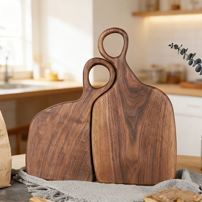 Cutting Board Set Solid Walnut Two-Piece Loop Handles