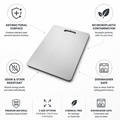 Cutting Board Stainless Steel Poreless Antibacterial Dishwasher Safe