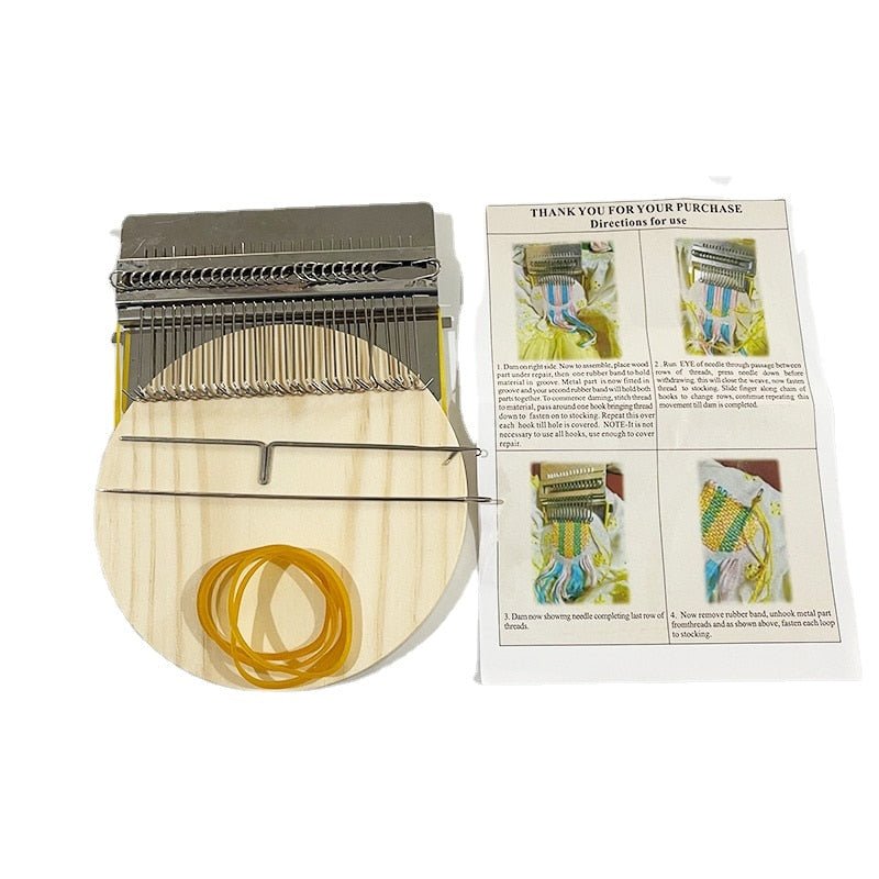 Darning Loom Mini Metal Hooks & Wood Base