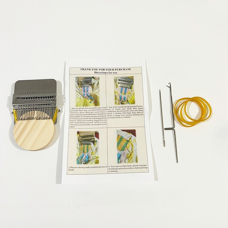 Darning Loom Mini Metal Hooks & Wood Base