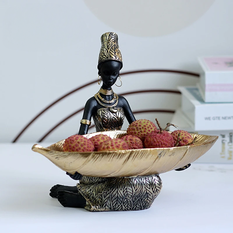 Decorative Bowl Leaf-Shaped Handcrafted Resin Black & Gold