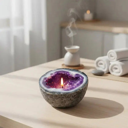 Decorative Candle Geode Bowl Natural Wax & Long Burn Time