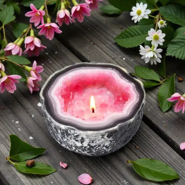 Decorative Candle Geode Bowl Natural Wax & Long Burn Time