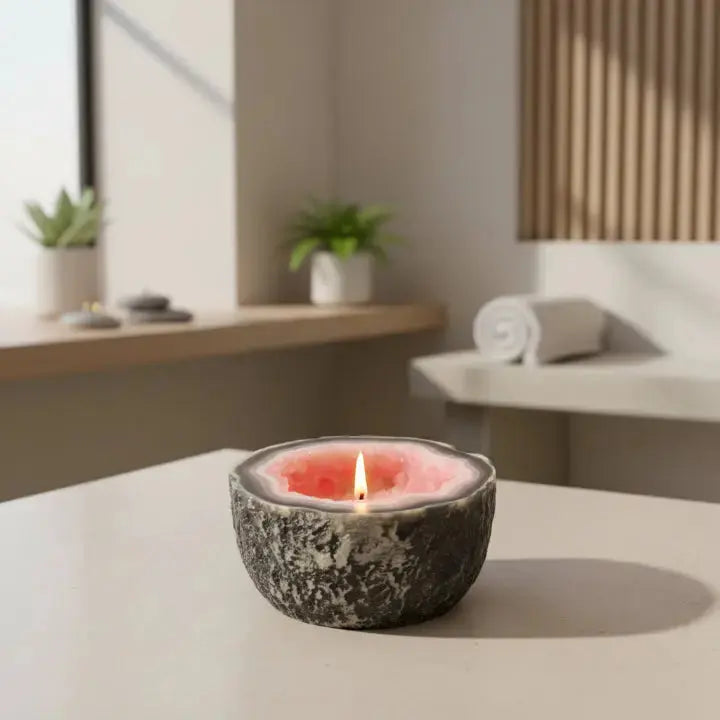 Decorative Candle Geode Bowl Natural Wax & Long Burn Time