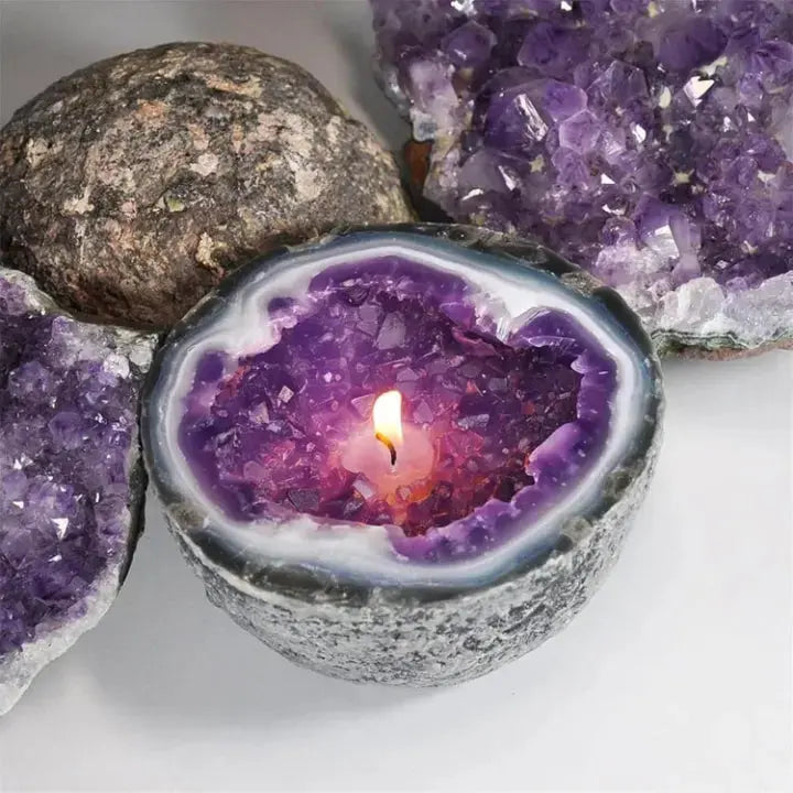 Decorative Candle Geode Bowl Natural Wax & Long Burn Time