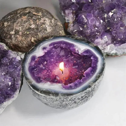 Decorative Candle Geode Bowl Natural Wax & Long Burn Time