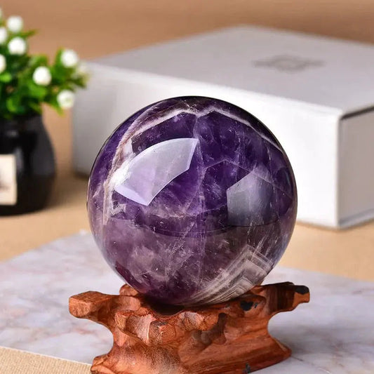 Decorative Sphere Amethyst Hand-Polished Stand & Gift Box