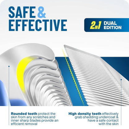 Dematting Brush Double-Sided Rounded Teeth Non-Slip Handle