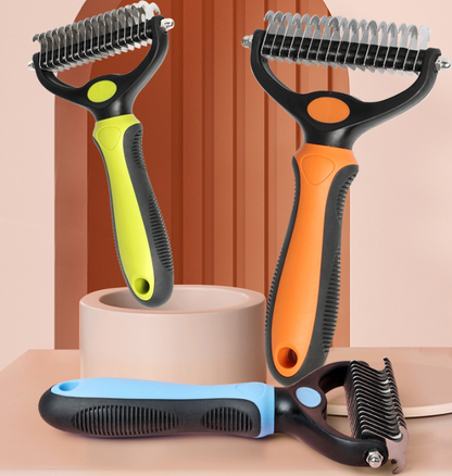 Dematting Brush Double-Sided Rounded Teeth Non-Slip Handle