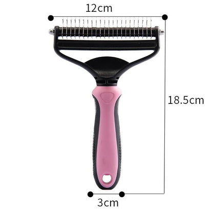Dematting Brush Double-Sided Rounded Teeth Non-Slip Handle