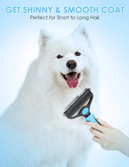 Dematting Brush Double-Sided Rounded Teeth Non-Slip Handle