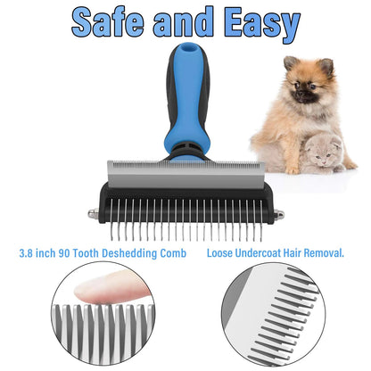 Dematting Brush Double-Sided Rounded Teeth Non-Slip Handle