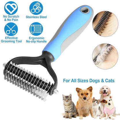 Dematting Brush Double-Sided Rounded Teeth Non-Slip Handle