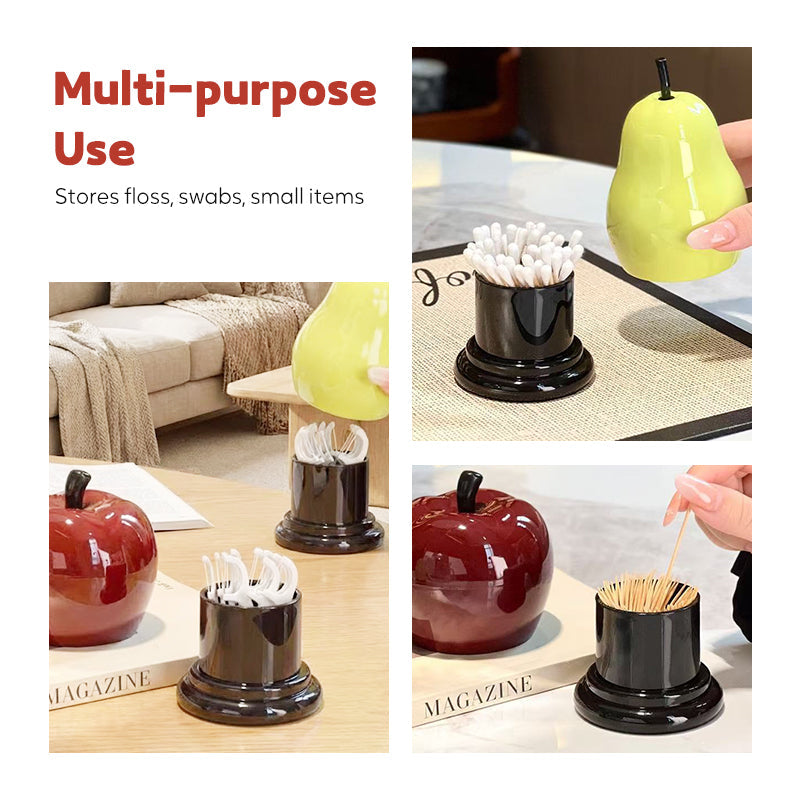 Dental Floss Organizer Dustproof Lid Apple & Pear Design