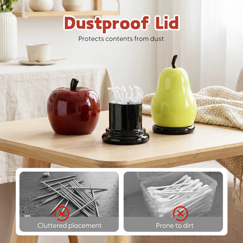 Dental Floss Organizer Dustproof Lid Apple & Pear Design