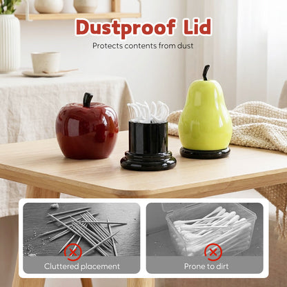 Dental Floss Organizer Dustproof Lid Apple & Pear Design
