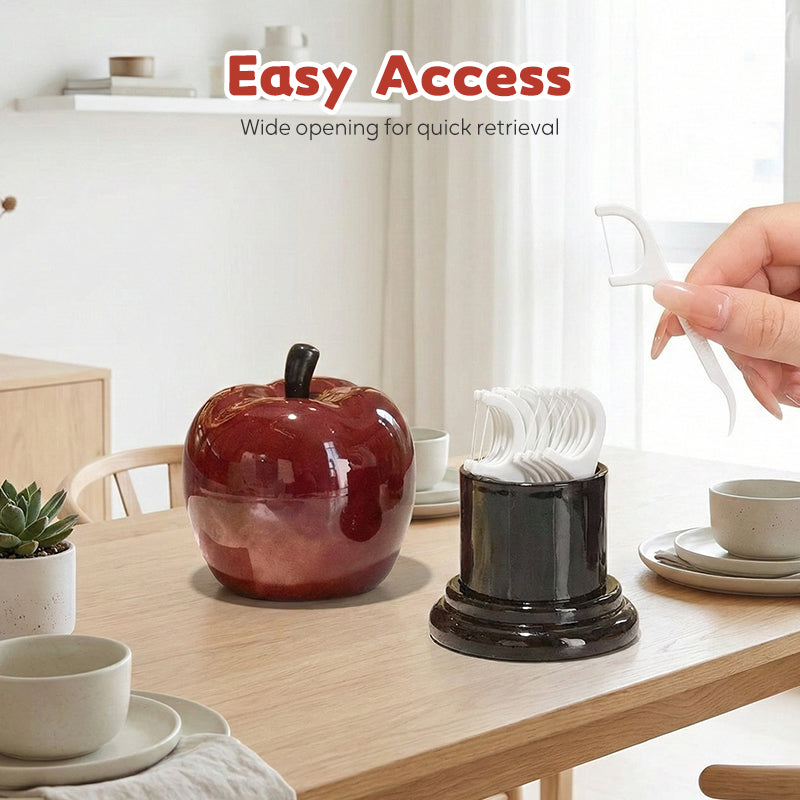 Dental Floss Organizer Dustproof Lid Apple & Pear Design