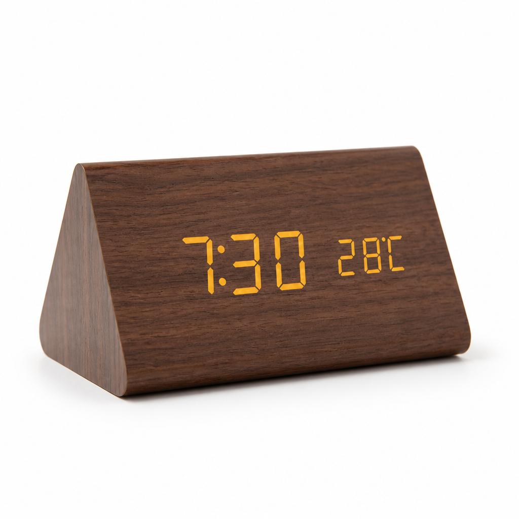 Desk Clock Voice-Activated LED Time & Temperature