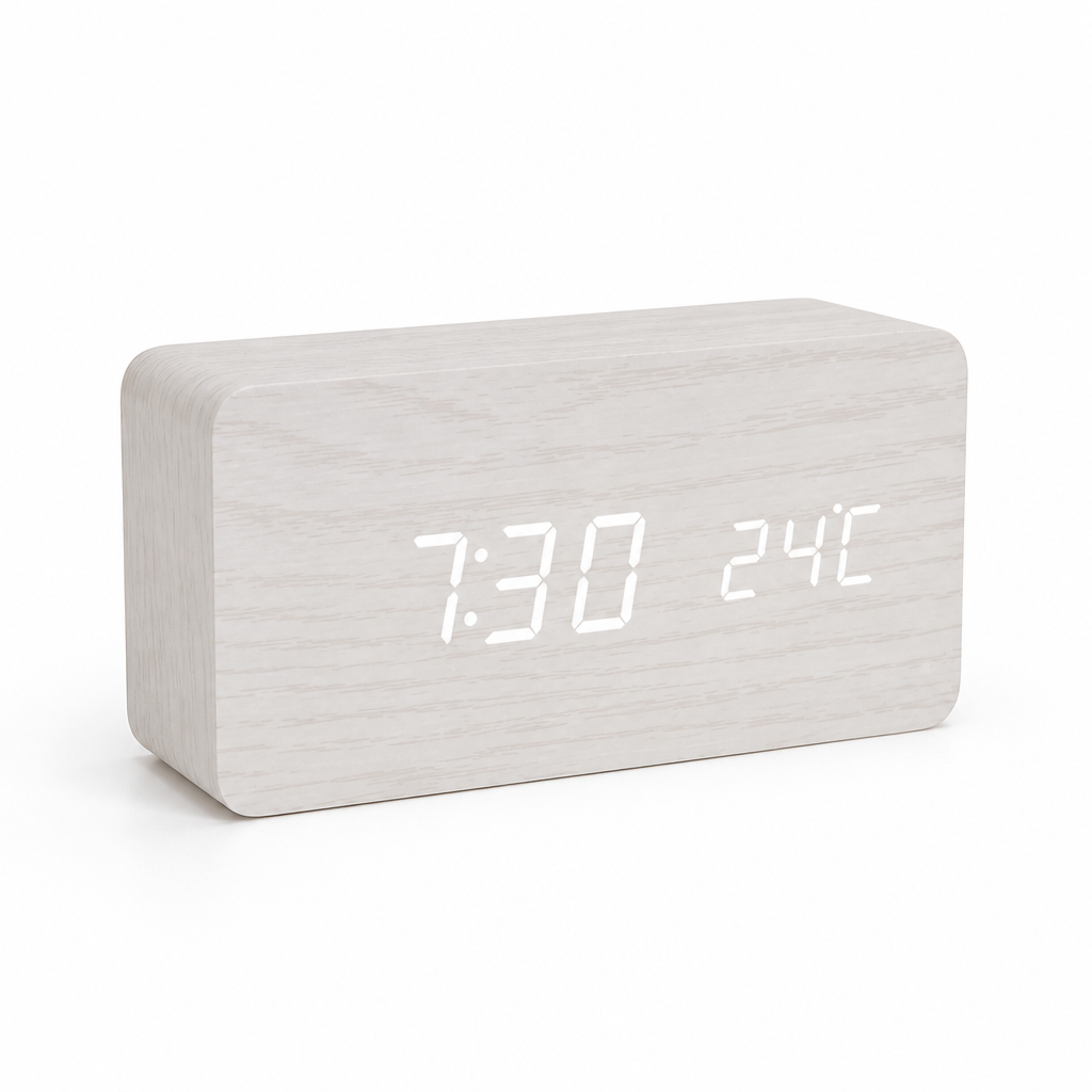 Desk Clock Voice-Activated LED Time & Temperature