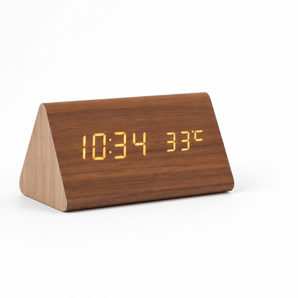 Desk Clock Voice-Activated LED Time & Temperature