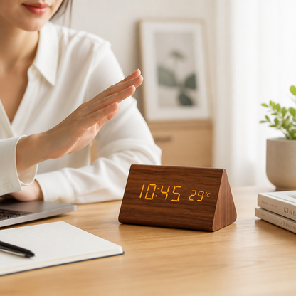 Desk Clock Voice-Activated LED Time & Temperature