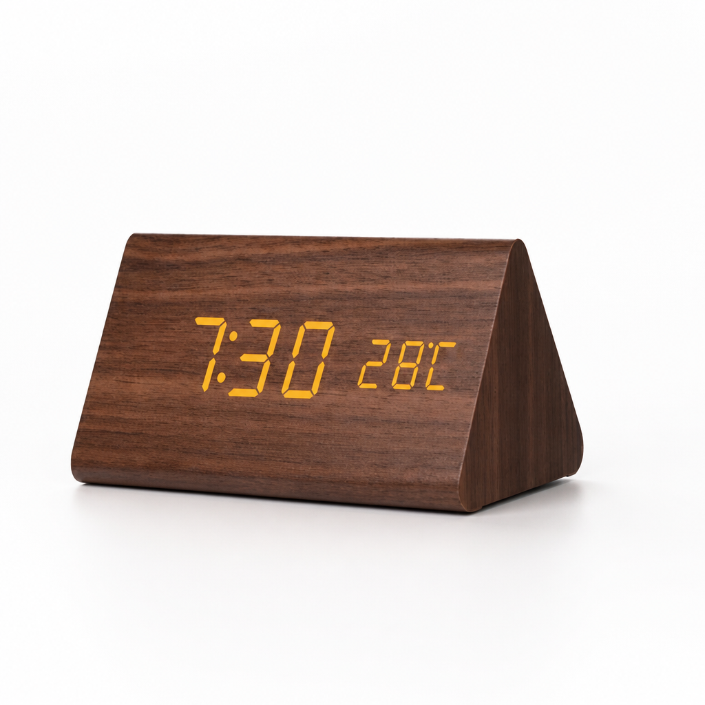 Desk Clock Voice-Activated LED Time & Temperature