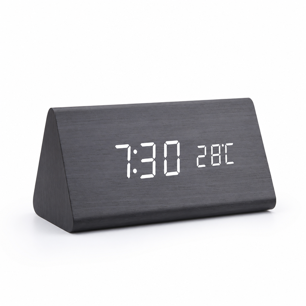 Desk Clock Voice-Activated LED Time & Temperature