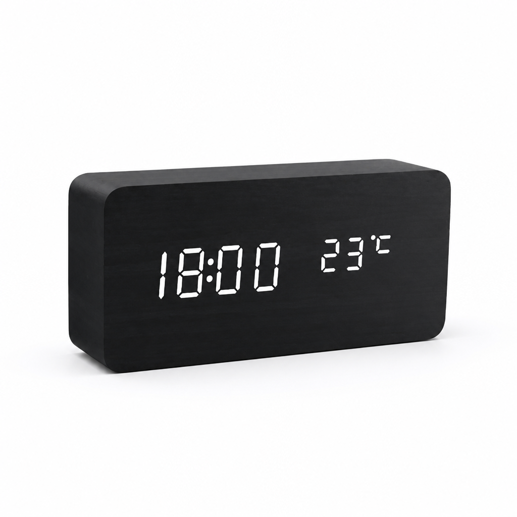 Desk Clock Voice-Activated LED Time & Temperature