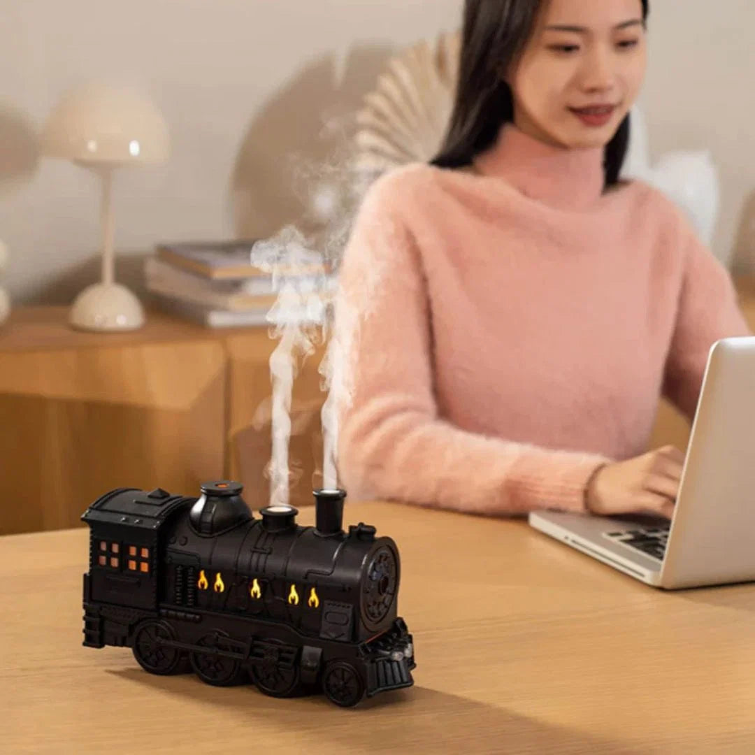 Desk Humidifier Vintage Steam Train Ultrasonic Mist & Aromatherapy