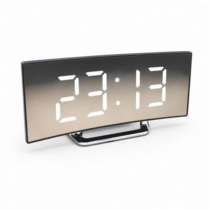 Digital Alarm Clock Curved LED Mirror Display